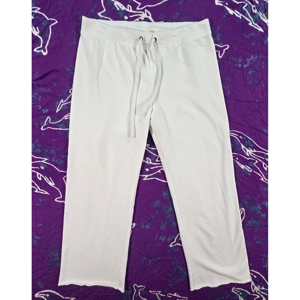 James Perse Vintage French Terry Cutoff Sweatpant White Crop Raw Hem Pants Sz 1